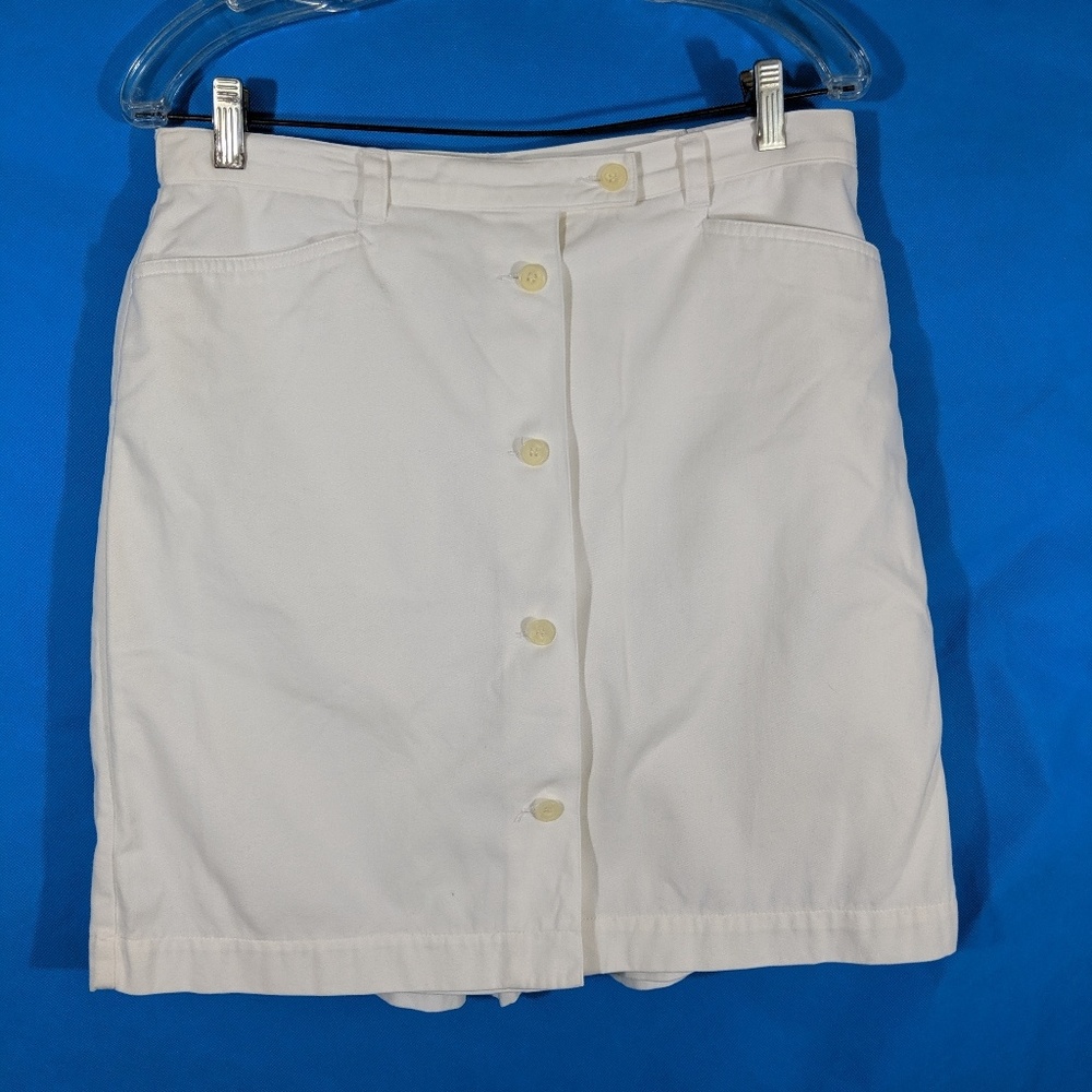 Vtg 90s White Cotton Skort with Button Down Front Size 12